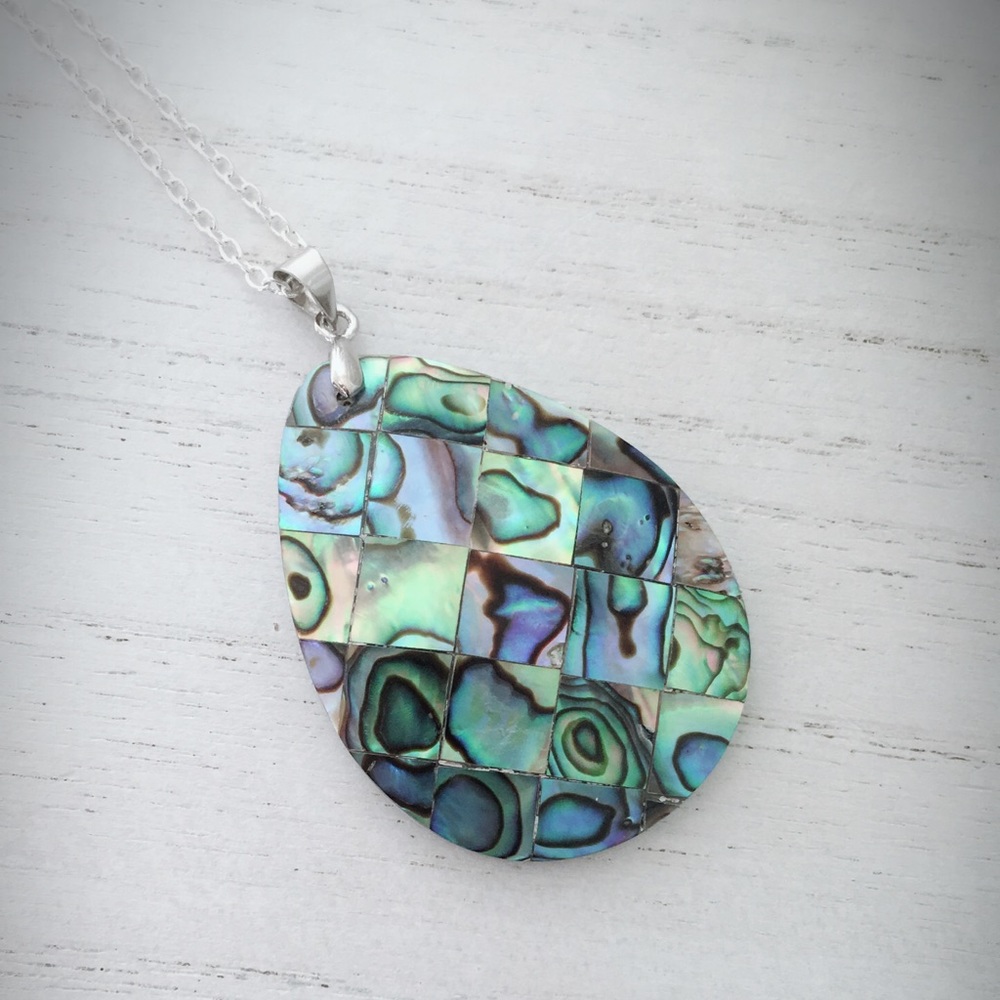 Colorful Abalone Shell Silver Necklace